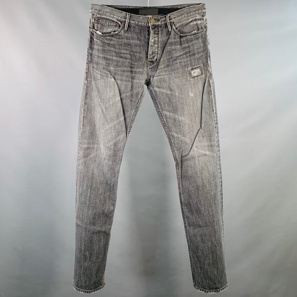 BURBERRY BRIT Size 33 Steadman Grey Twill Cotton Straight Slim Distressed Jeans